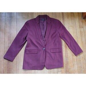 Ann Taylor Women's One Button Blazer Plum Purple Suit Ponte Size 12 L Large